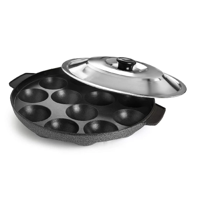 Cello Non-Stick 12 Cavity Appam Patra Kan with Stainless Steel Lid, 1 l-1.webp